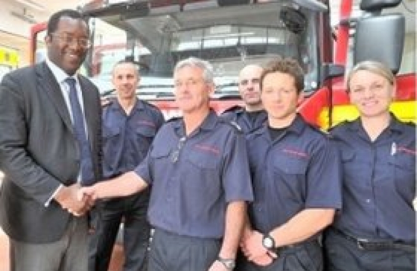 Kwasi and fire fighters