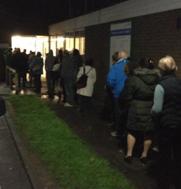 Queuing at Sunbury Health Centre 